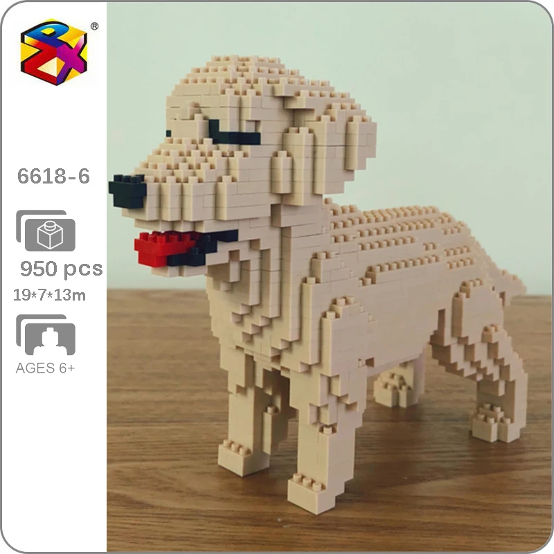 

PZX 6618-6 Animal World Golden Retriever Dog Stand Pet Doll 3D Model Mini Diamond Blocks Bricks Building Toy for Children no Box