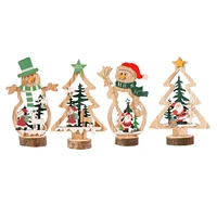 4 pcs mini christmas trees wooden assembled table top decorations for christmas display table top window diy home decor
