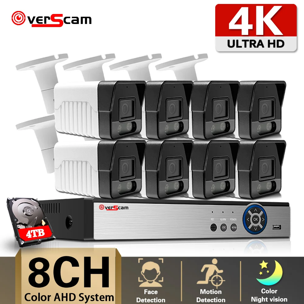 

4K 8CH HD Ultra Clear Footage CCTV Security System 6in1 H.265 DVR With 8MP Outdoor Color Night Weatherproof Home Video Kit P2P