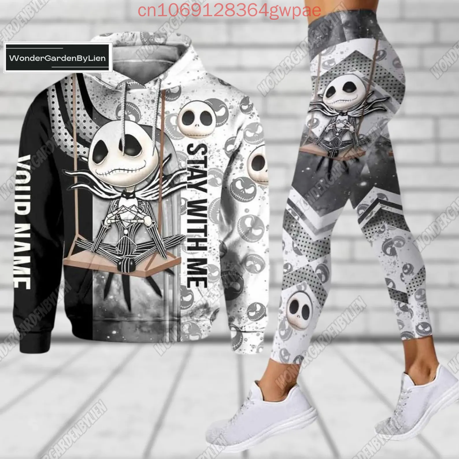 Джек Скеллингтон Хэллоуин женская толстовка и леггинсы комплект Кошмар перед