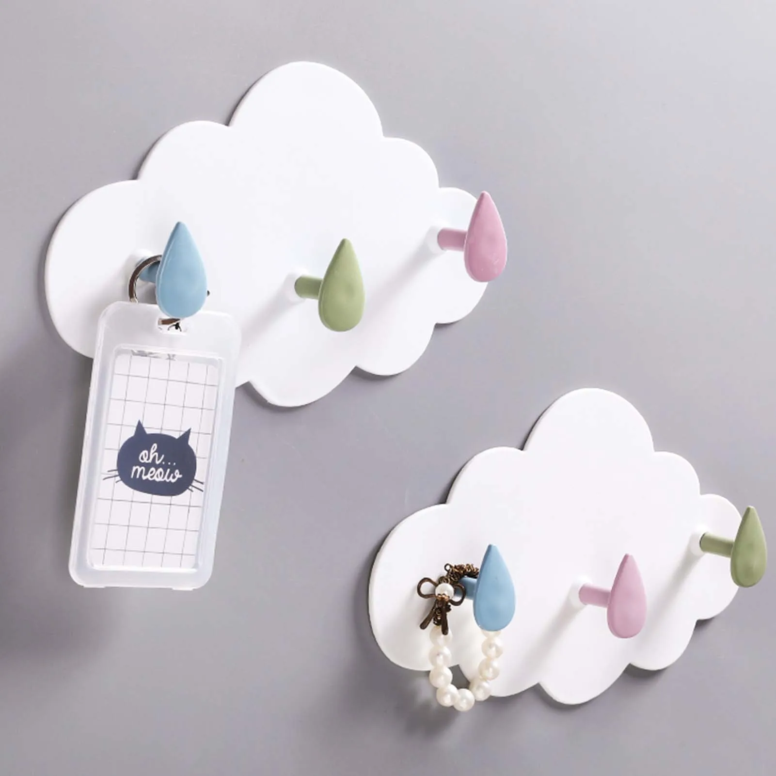 

Creative Cute Cloud Shape Nail-free Wall Clothes Hooks Kids Room Decorative Key Hanging Hanger Bathroom Kitchen Storage Hook