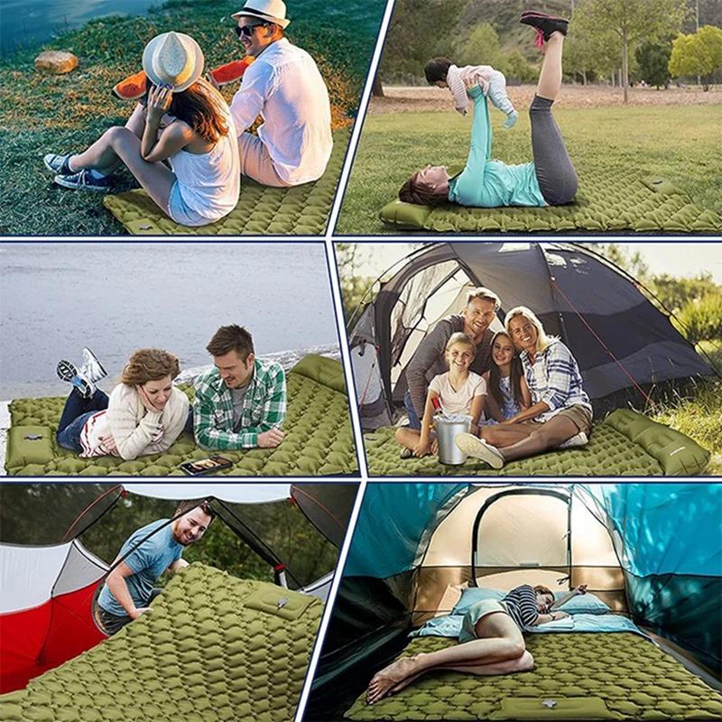 Inflatable Mattress Camping Travel Tent Mat Folding Camp Bed Sleeping Pad Self-inflating Mat Waterproof Beach Mat Picnic Blanket