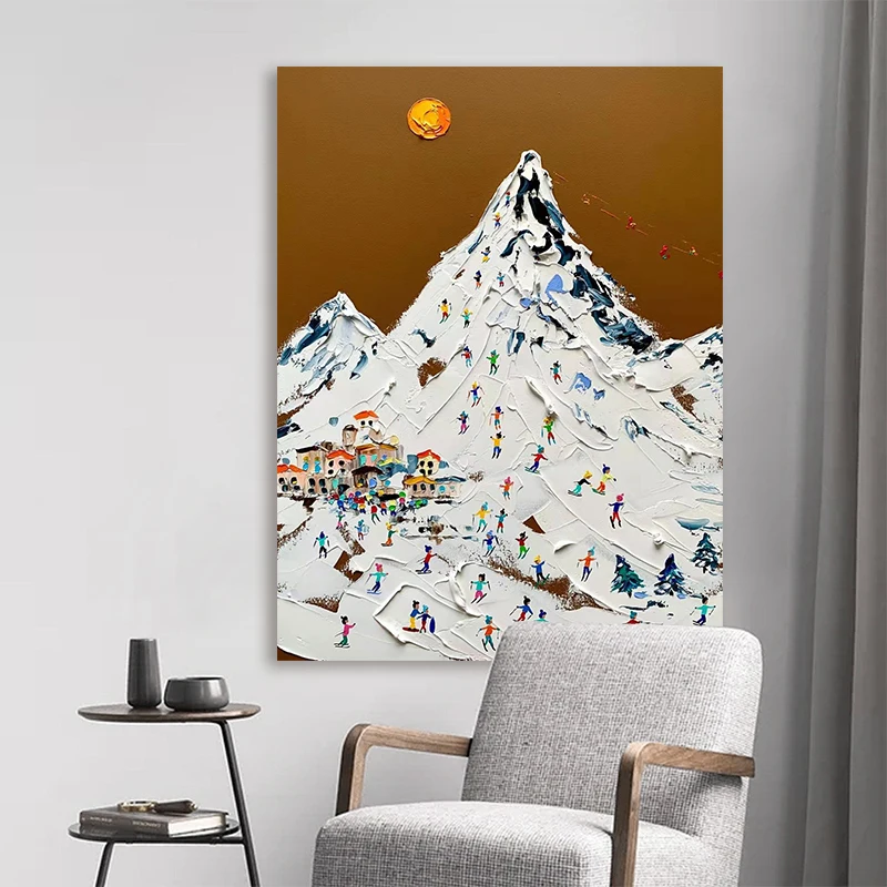 

Hand-painted Oil Painting Living Room Abstract Texture Decorative Painting Landscape Mountain Hanging Painting Canvas Frameless