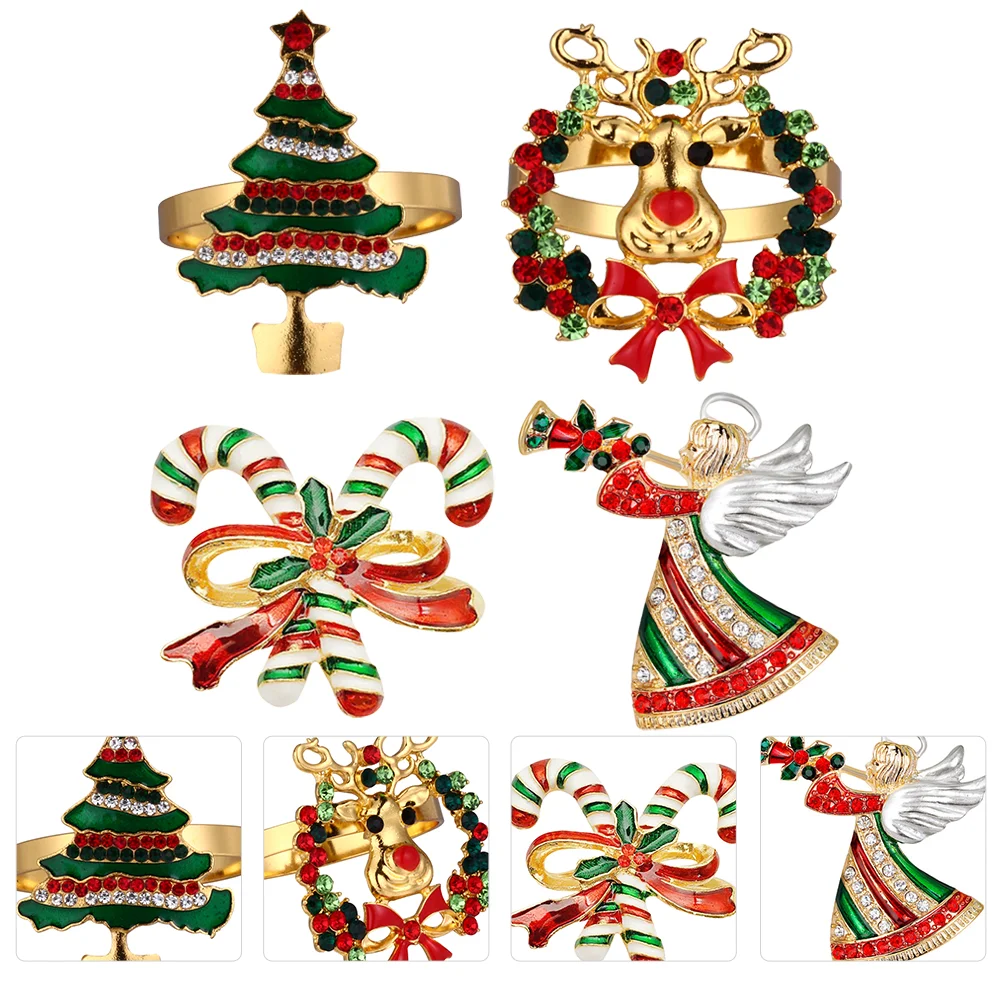 

Napkin Christmas Ringsholders Buckles Jingle Bell Bands Holiday Holder Decorations Serviette Festive
