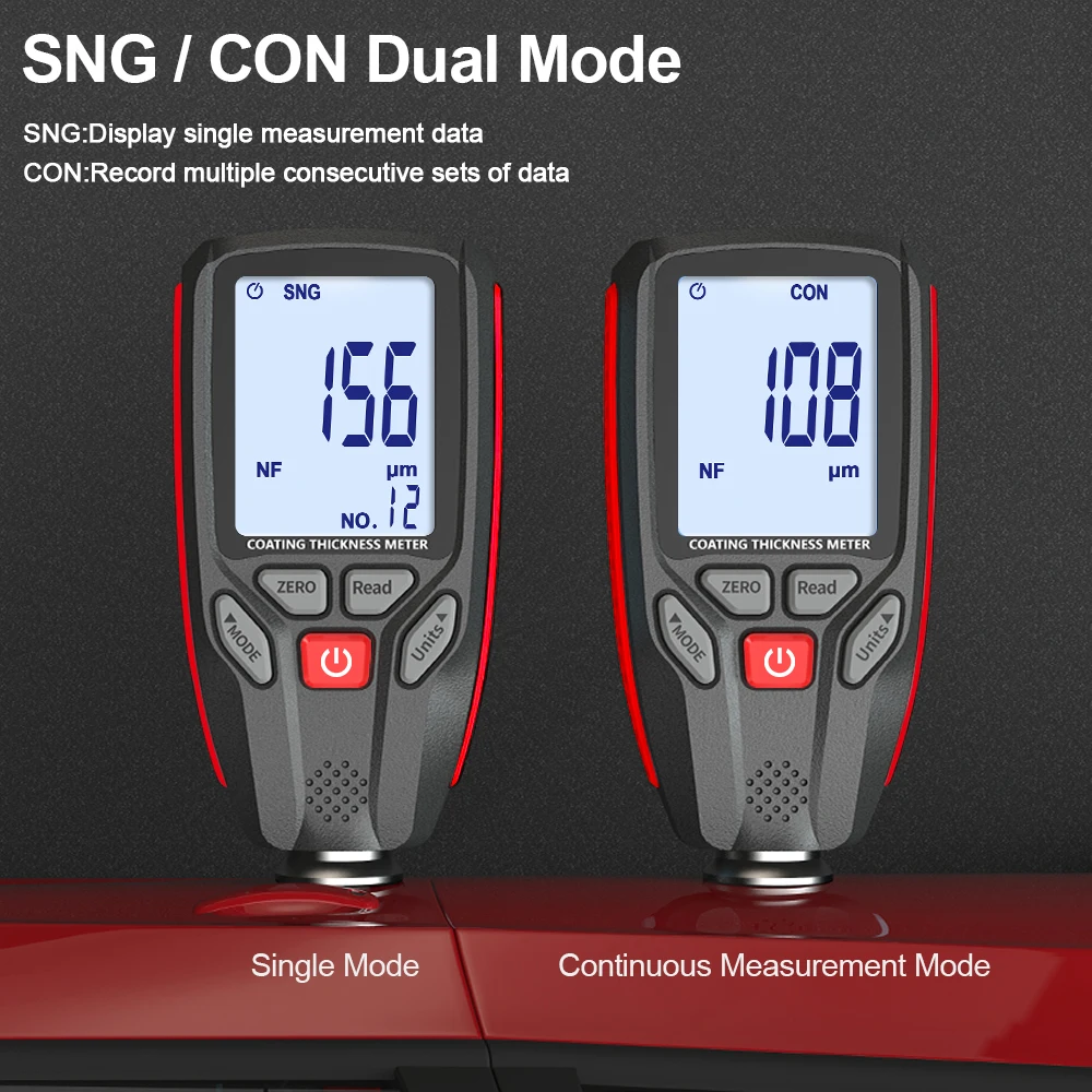 GVDA цифровой измеритель толщины покрытия Fe и NFe тестер с подсветкой дисплей