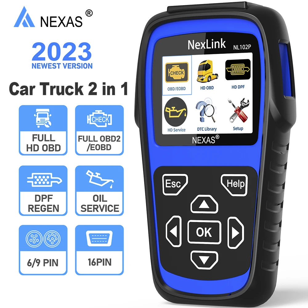 2023 NEXAS NL102P сверхмощный грузовик OBD 2 сканер DPF регенератор датчик сброса масла калибровка дизельный грузовик автомобильный диагностический инструмент