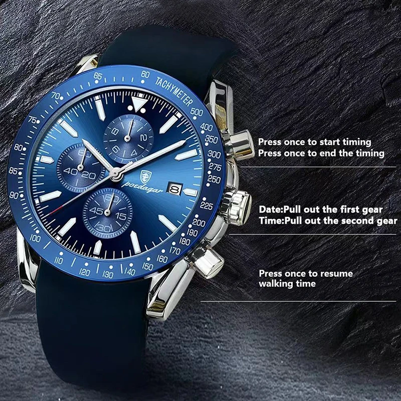 Мужские водонепроницаемые кварцевые часы с большим циферблатом, в стиле милитари