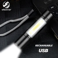 usb rechargeable flashlight 3 lighting mode cobxpe led mini flashlight waterproof portable used for camping cycling work etc