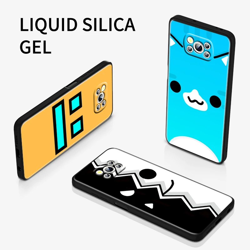 

Geometry Dash Cute Game For Xiaomi POCO F3 11T Mix4 10S X2 10 M2 M3 Lite F3 Pro 5G Black Soft Cover Phone Coque Fundas