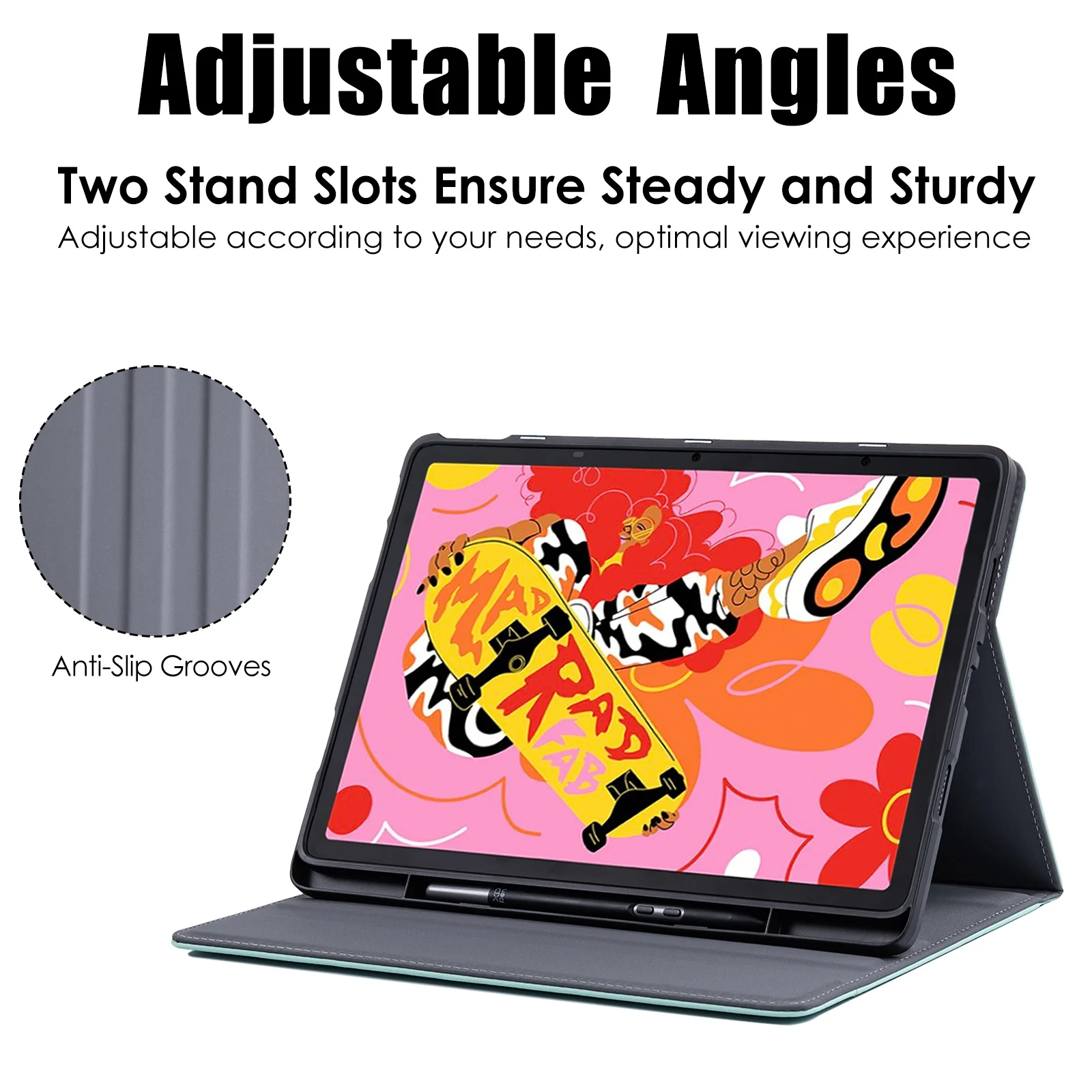 Фото Чехол для XPPen Magic Drawing Pad 12.2, подставка для просмотра под разными углами, чехол из искусственной кожи с держателем для ручки, карманом, функцией автоматического сна/пробуждения №2