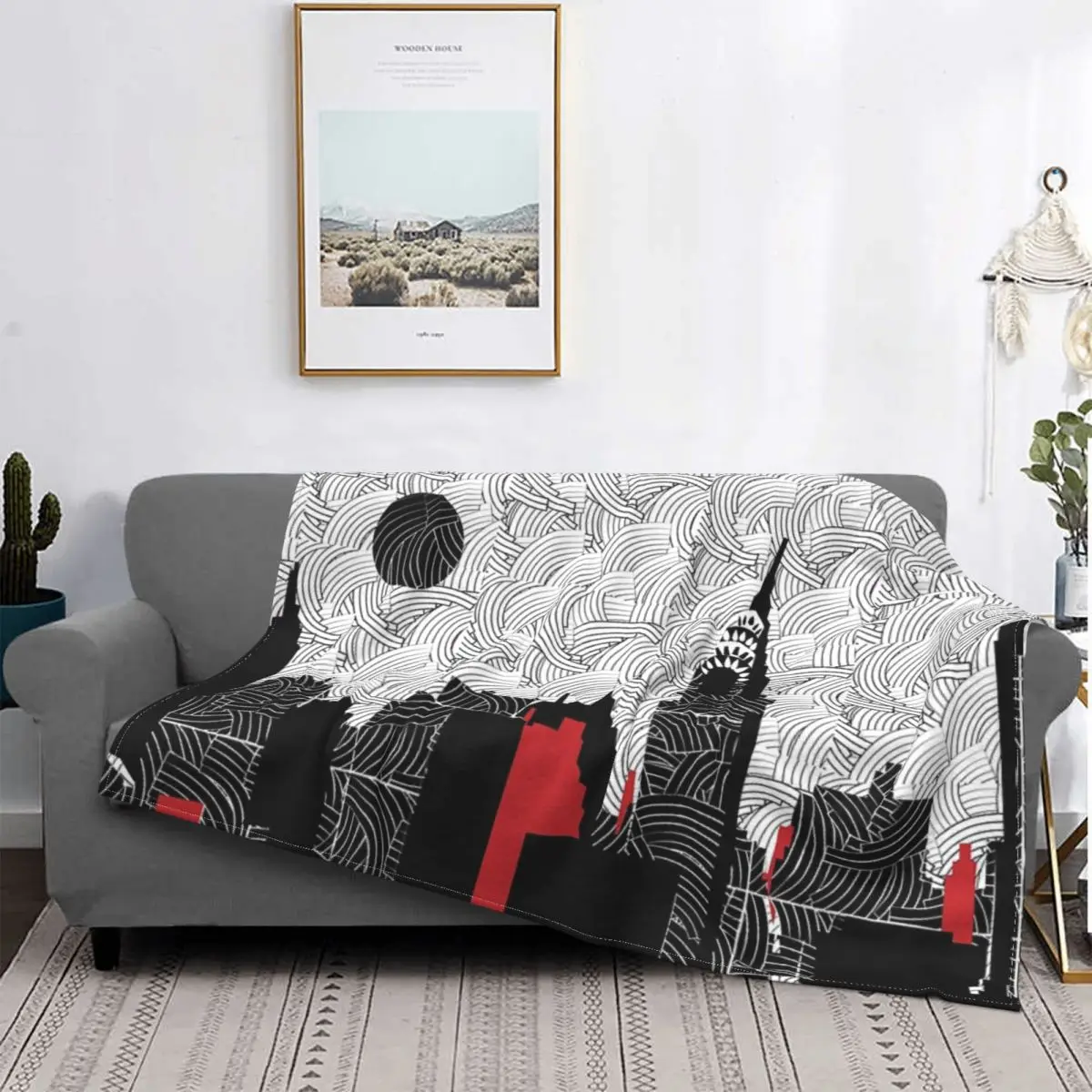 

Manta de columpio con capucha para la cama, edredón a cuadros, manta con capucha para la ciudad de Nueva York