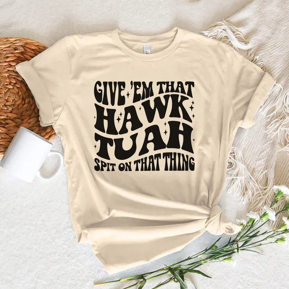 Топ Hawk Tuah женская дизайнерская забавная футболка с графическим рисунком одежда