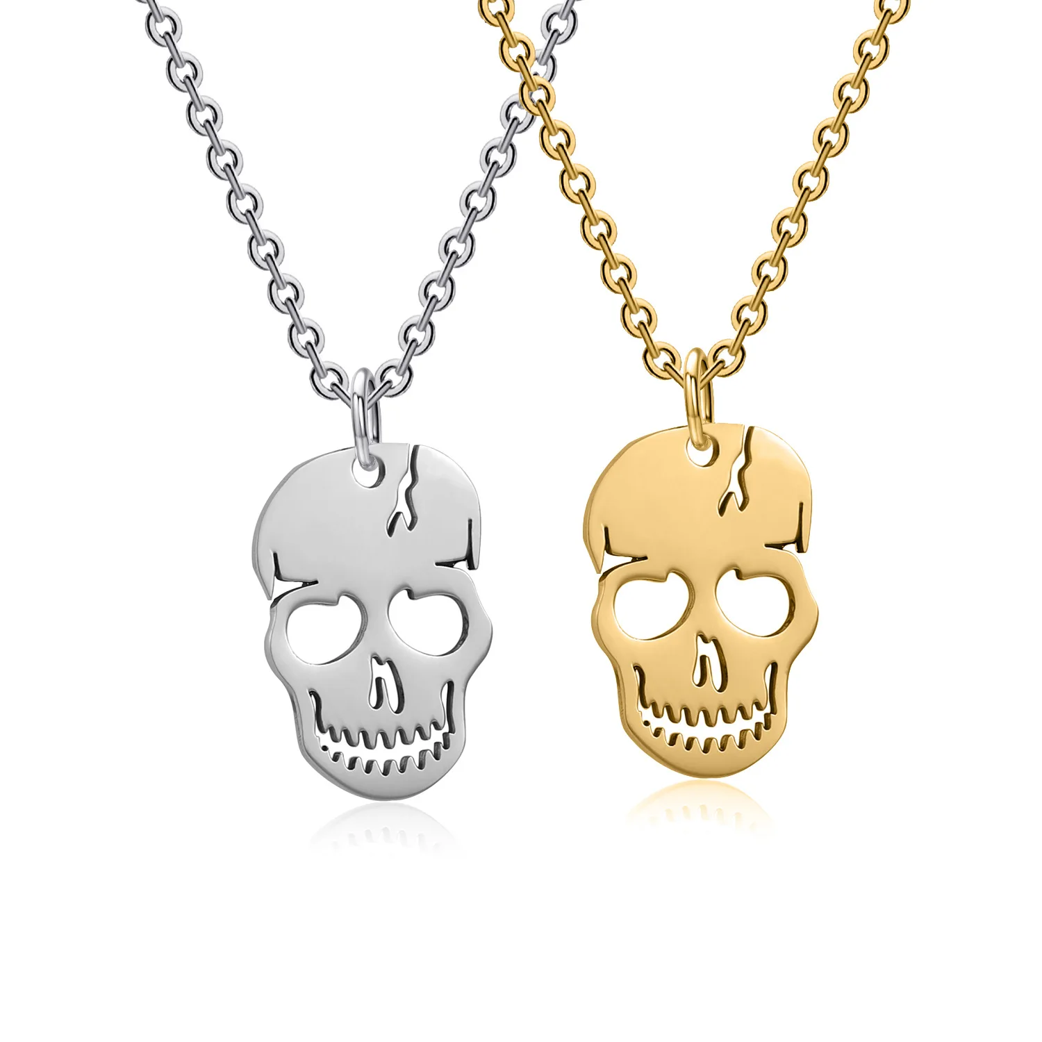 

New fashion laser-cut titanium steel skull skull pendant necklace female personality all-match simple skull skull chain jewelry