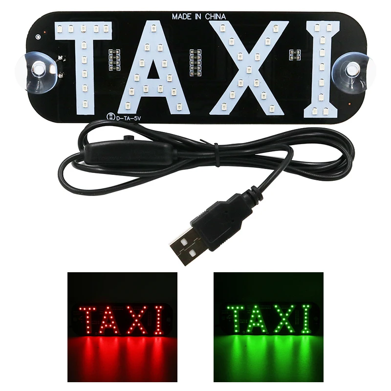 

12V LED Car Taxi Cab Indicator Energy Saving Long Life Lamp Windscreen Sign Windshield Light Lamp USB Cable with Switch