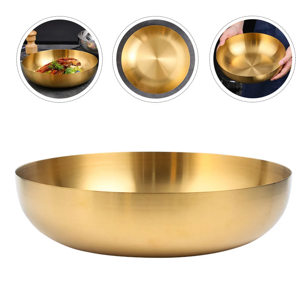 

24cm Stainless Steel Fruit Salad Bowls Soup Rice Noodle Ramen Bowl Kitchen Tableware Utensils Food Container Mixing Bowls