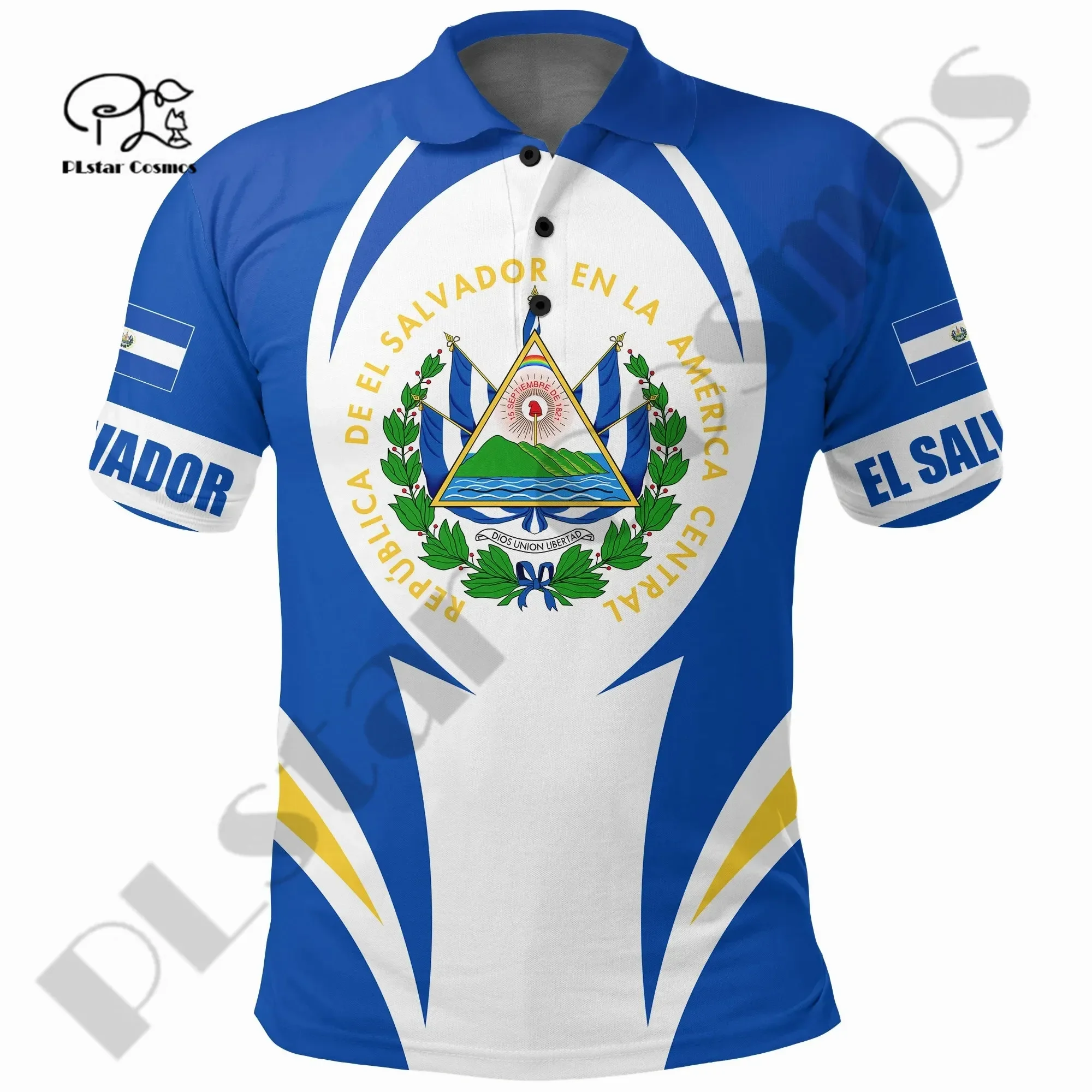 Футболка-поло унисекс с принтом флага Сальвадора 3 шт.