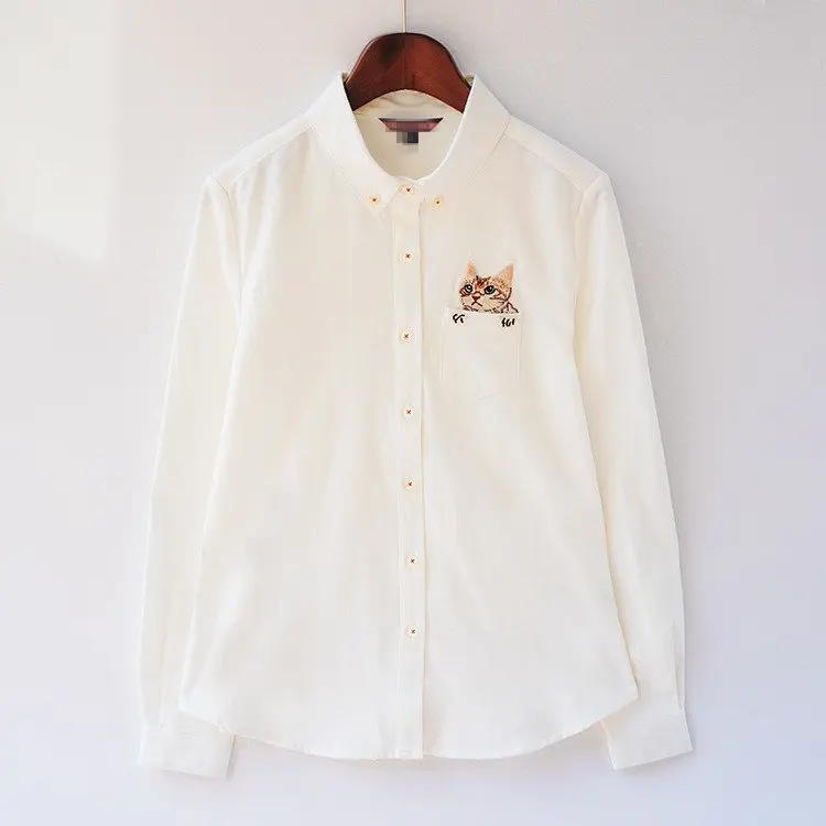 Блузка женская хлопковая с длинным рукавом, свободная рубашка с мультяшным принтом кота, пчелы, модная одежда, размер XL Блузка женская хлопковая с длинным рукавом, свободная рубашка с мультяшным принтом кота, пчелы, модная одежда, размер XL
