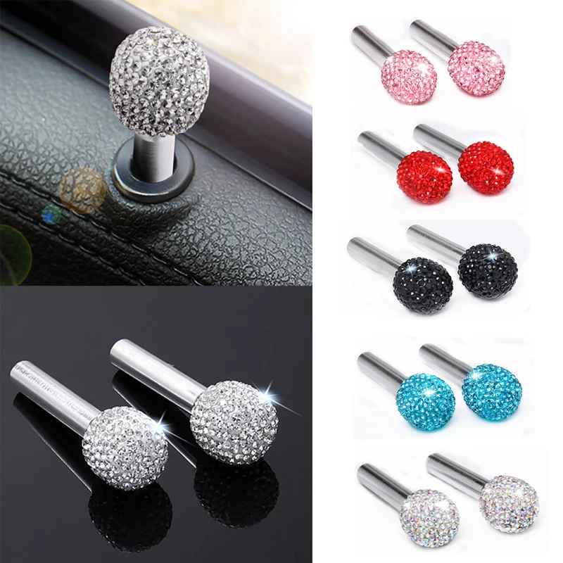 

Car Door Pin Lock Knob Pull Pins Aluminum Alloy Car Door Handle Diamond Bling Security Car Door Latch Lock Pin Car Accessories