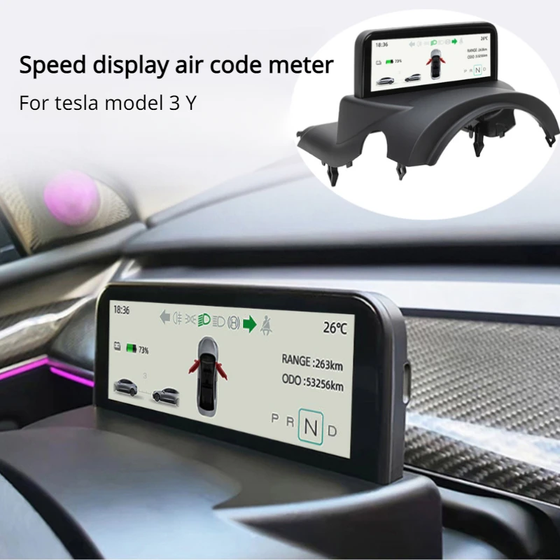 

Air Code Meter for Tesla Model 3 Y 4.6'' Dashboard Steering Wheel LCD Mini Instrument Panel Speed Vehicle Head Up Display HUD