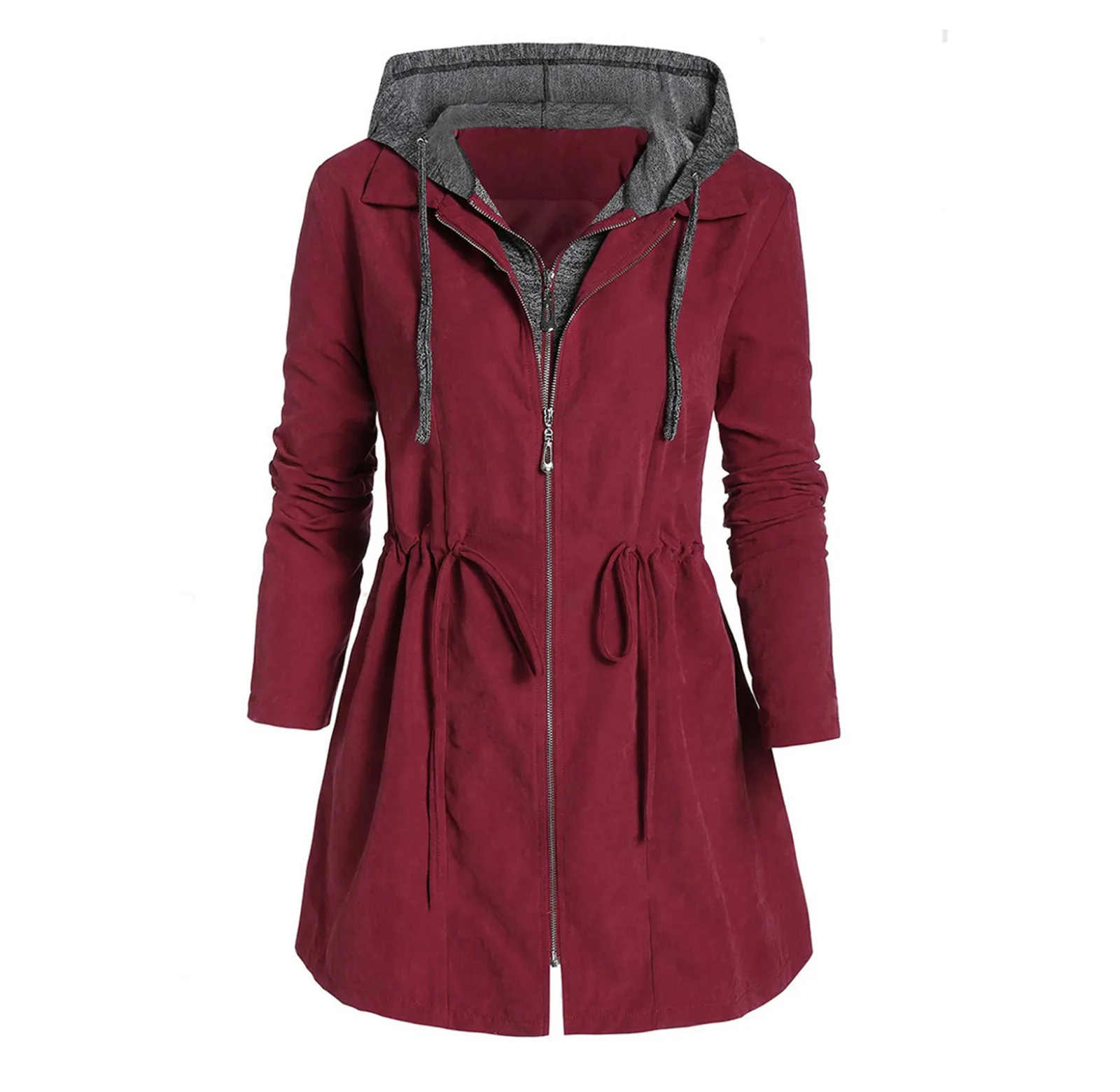 

Women Fashion Coat Zipper Patchwork Winter Solid Long Sleeve Coat Fly Hooded Space Plus Thick Cotton Coat