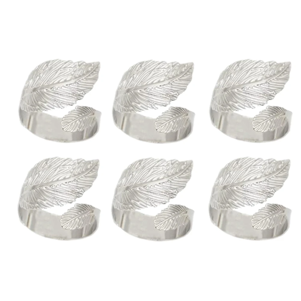 

Leaf Napkin Rings Set of 6 Leaves Napkin Rings for Table Setting Metal Leaf Napkin Holder Rings for Holiday Party Silver