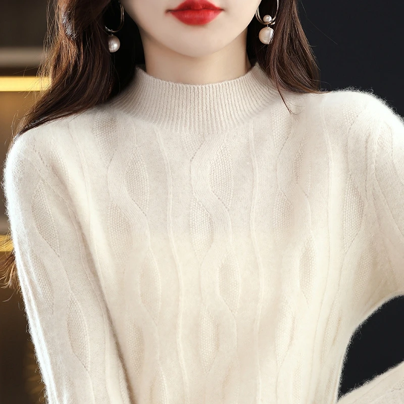 

Новинка на раннюю осень 100, свитер из чистой шерсти, женский свободный непринужденный вязаный свитер фэн-шуй в западном стиле