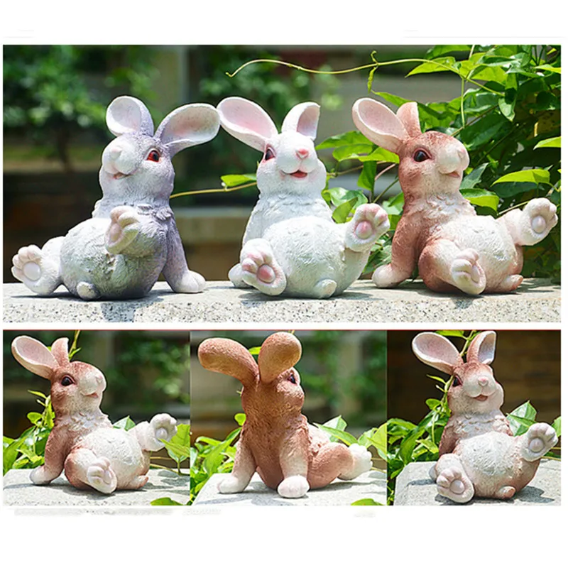

Полимерные фигурки кролика, украшение для сада, искусство на открытом воздухе, двор, сад, животное