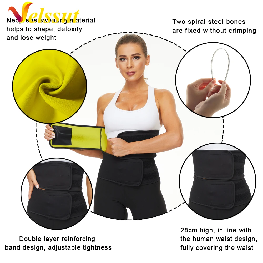 Velssut Women Slimming Waist Trainer Support Belt Neoprene Body Shapers Corset Fajas Weight Loss Sauan Sweat Girdle Shapewear
