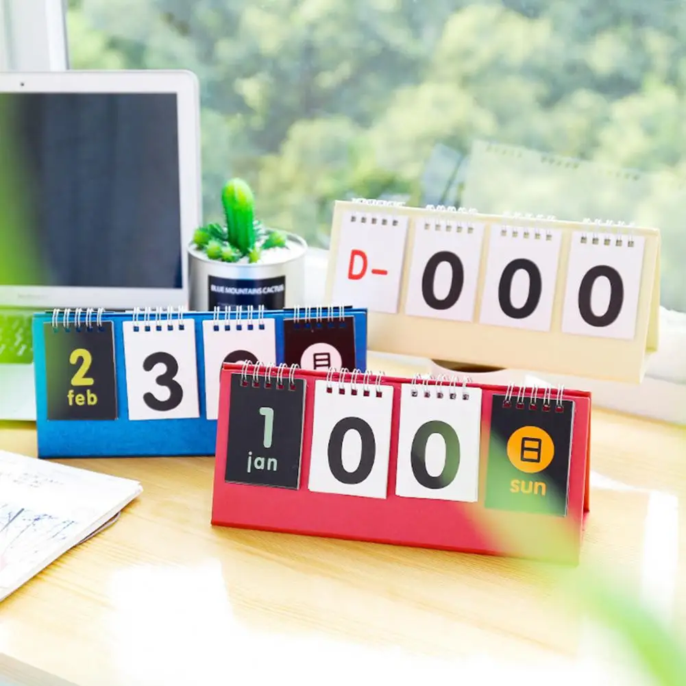 

Portable Mini Countdown Calendar Triangle Base Reversible Type No Years Printed Reminder Desk Calendar Home Decor