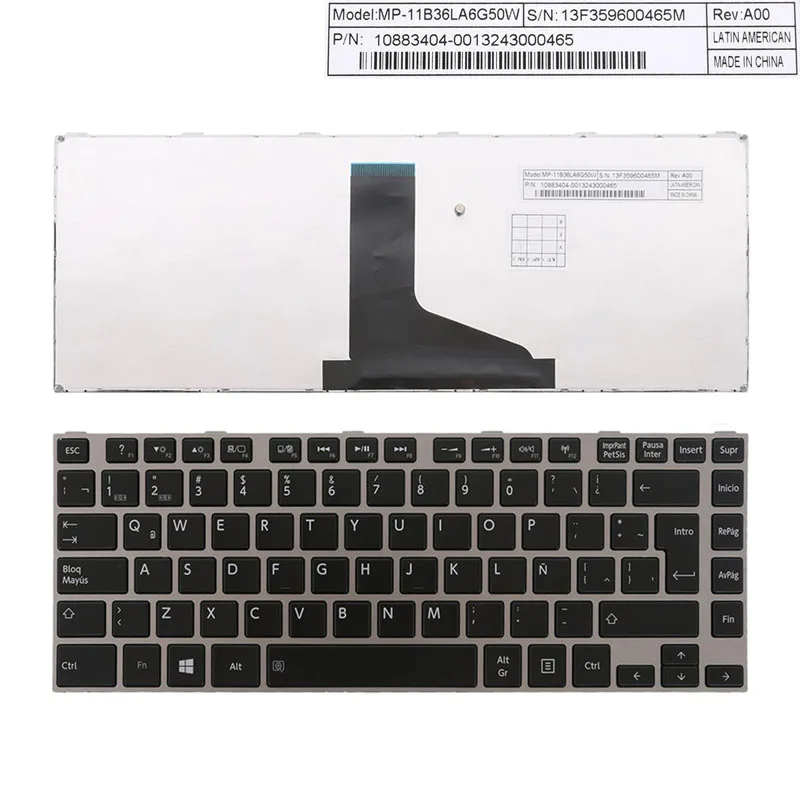 

LA Keyboard For TOSHIBA L830 L840 SILVER FRAME BLACK For Win8 10883404-0013243000877