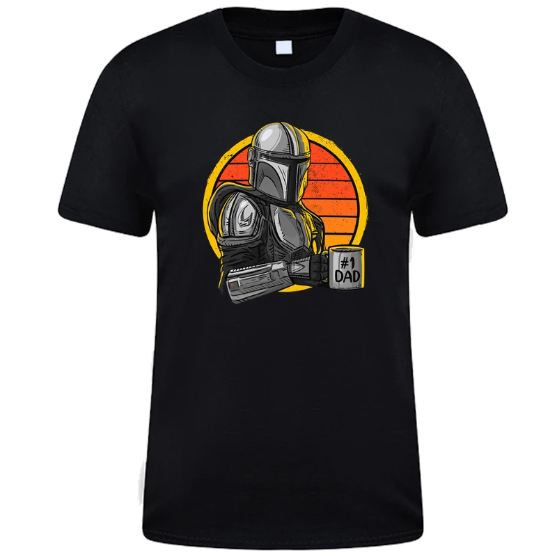 

Best Dad Mandalorian Anime T-Shirts Mens Cartoon Funny Kawaii Tops Cotton Hip Hop T Shirt Male Disney Star Wars Tee Shirts