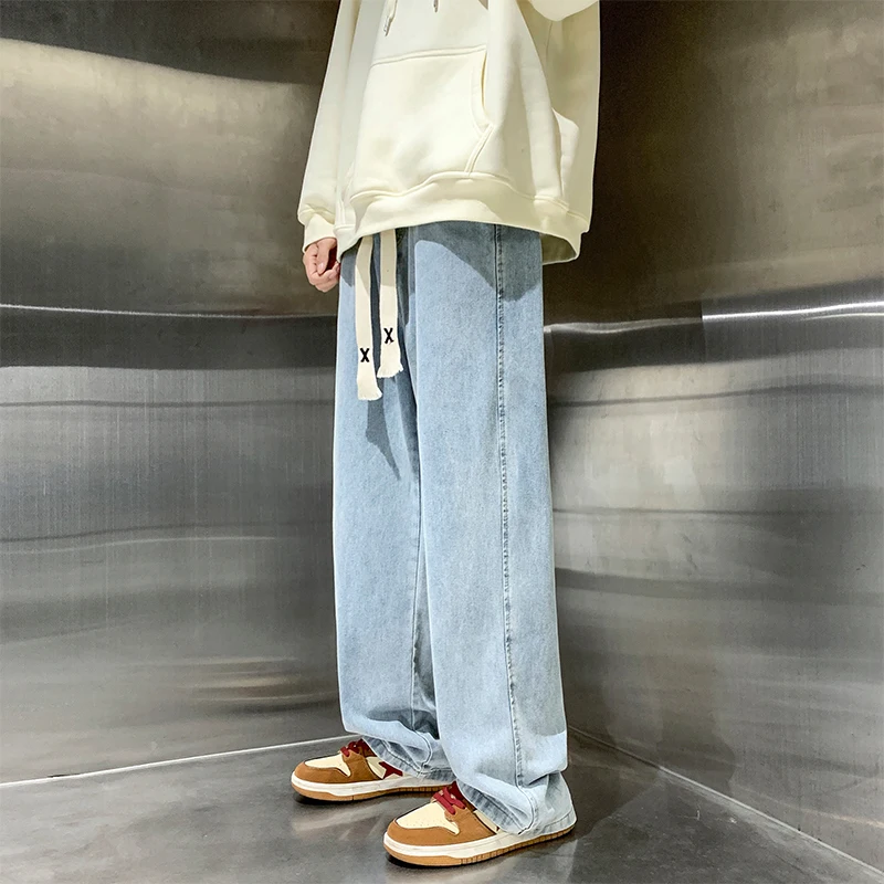 Джинсы мужские мешковатые однотонные, повседневные брюки-султанки из денима Oclor, джинсовые брюки-султанки, весна-лето, Z55