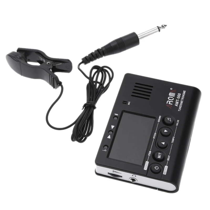 

AROMA AMT-560 Electric Guitar Tuner & Metronome Built-In Mic With Pickup Cable 6.3Mm For Violin Ukulele Universal Portable