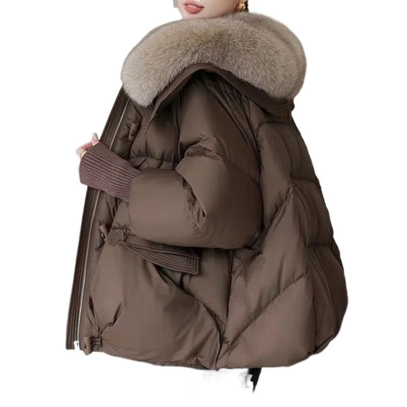 Фото 2025 Fashion Winter Jacket Women Short Coats Down Cotton Waterproof Windproof Casual Outdoor Warm Black White Brown Parkas №3