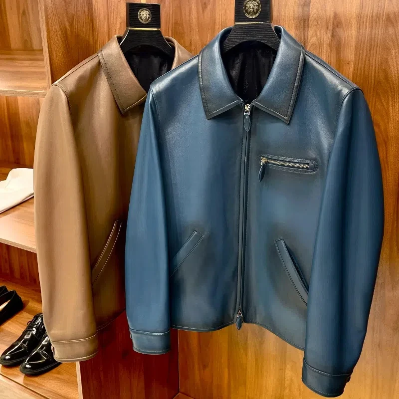 2024aw Высококачественная Мужская кожаная куртка мужские моющиеся пальто модные