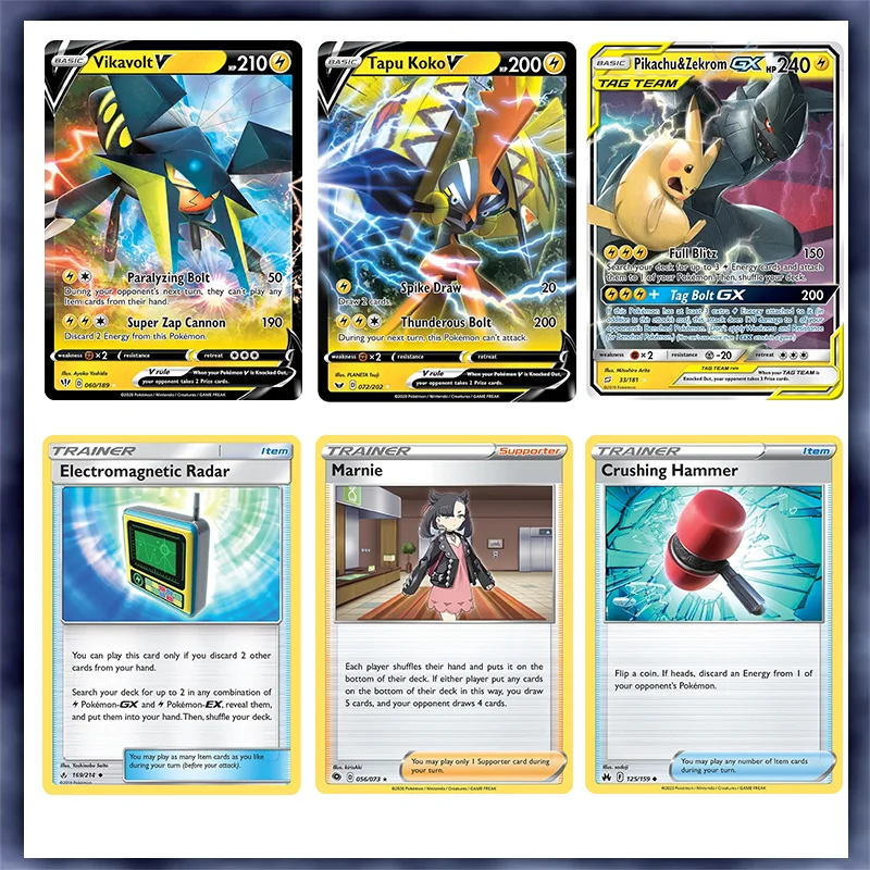 

Pokemon карты PikaRom/молотки карты палуба 60 шт. PTCG PCII верхняя карта Палуба не оригинальная DIY карта