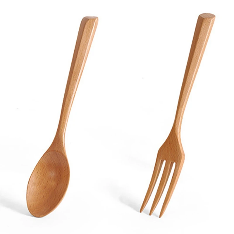 

6 Pcs Solid Wood Kitchen Tableware Dinnerware Flatware Healthy And Reusable Wooden Cutlery