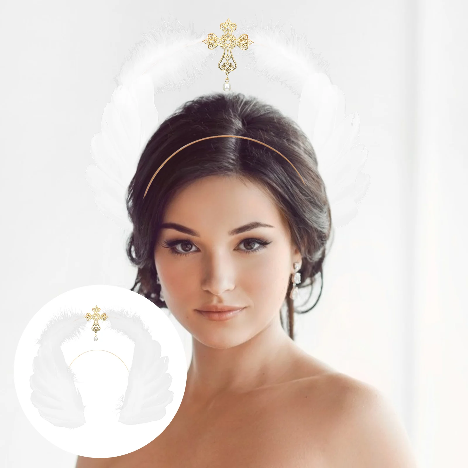 

1Pc Girl Plume Design Hair Headdress Prop Hair Accessory Retro Style Headdress