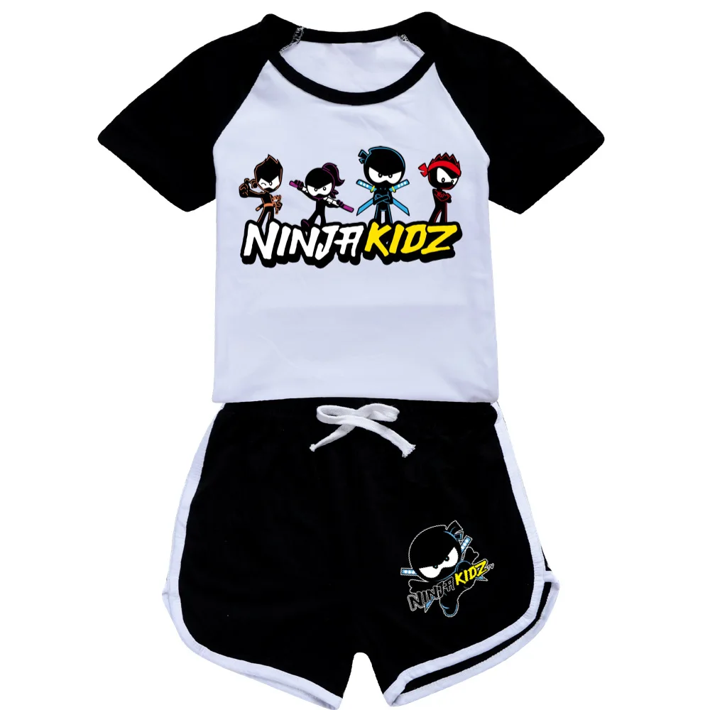 Фото Одежда NINJA KIDZ, комплекты одежды для маленьких мальчиков и девочек, летние повседневные футболки для бега для подростков, комплект из 2 предметов, детская спортивная одежда, костюмы, От 2 до 16 лет №5