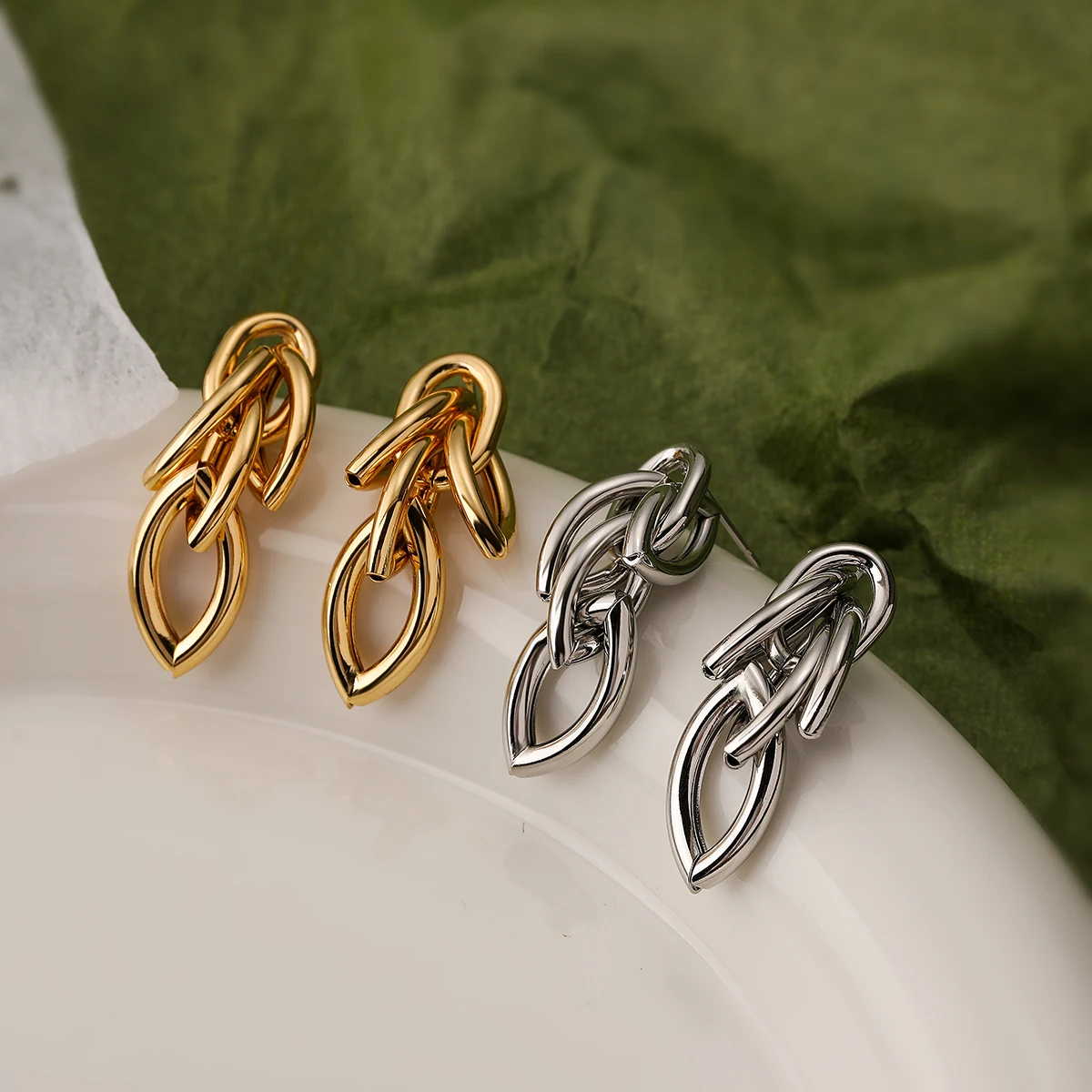

Unique Geometric Design Drop Earrings For Women Girl, Advanced Gold Silver Colour Mirror Earrings Party Dating Jewelry