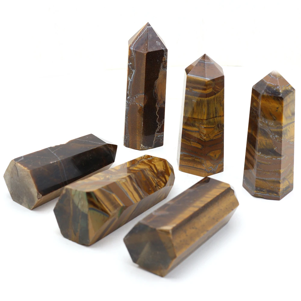 

Natural Crystal Tiger Eye Stone Chakra Tower Column Point Mineral Home Decoration Polished Gems Wand Collection Crafts Gift 1PC