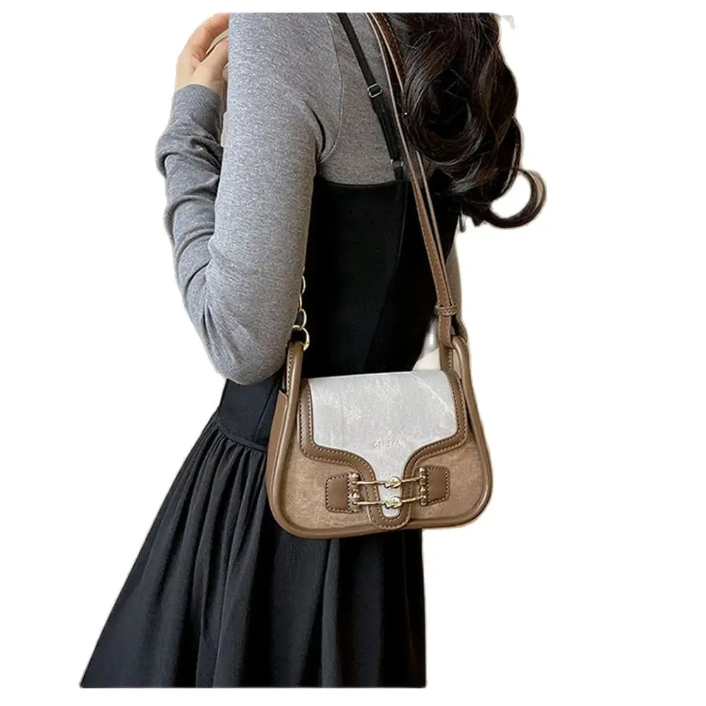 

Качественная женская сумка, новинка 2023, сумка из искусственной кожи в стиле ретро с диагональными лямками, модная женская сумка, седельная сумка, универсальная женская сумка на одно плечо