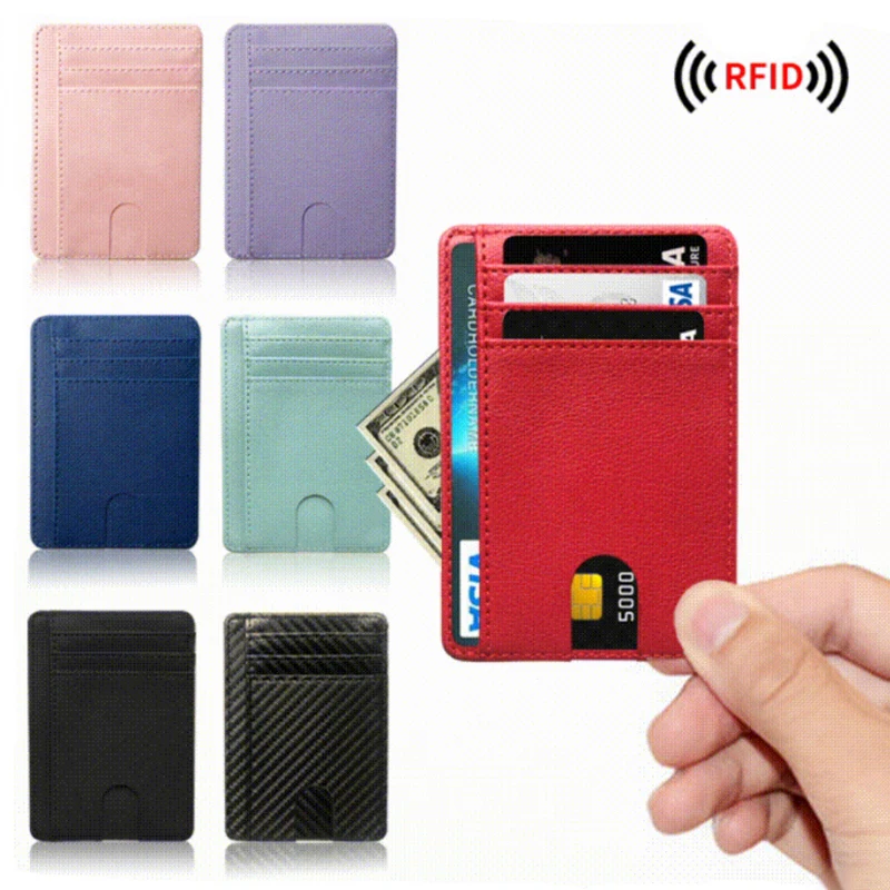 

PU Leather RFID Blocking Cards Holder Slim Leather Wallet Credit ID Card Case Money Bag for Men Women 2022 Fashion Purse