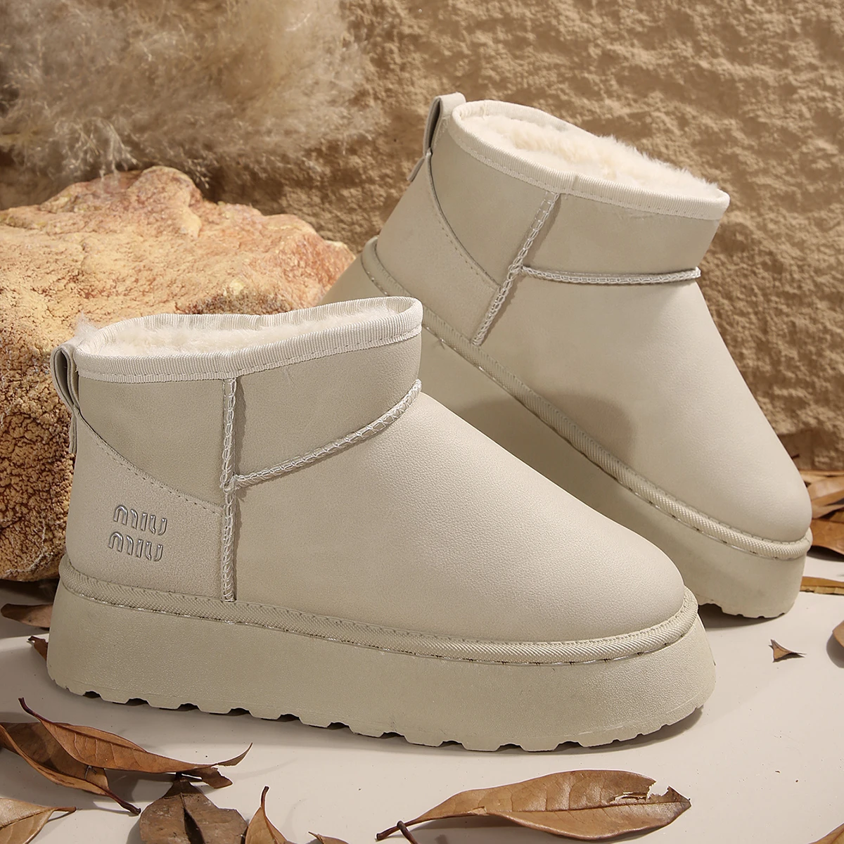 Ботильоны женские замшевые Повседневная Теплая обувь на плоской подошве модные