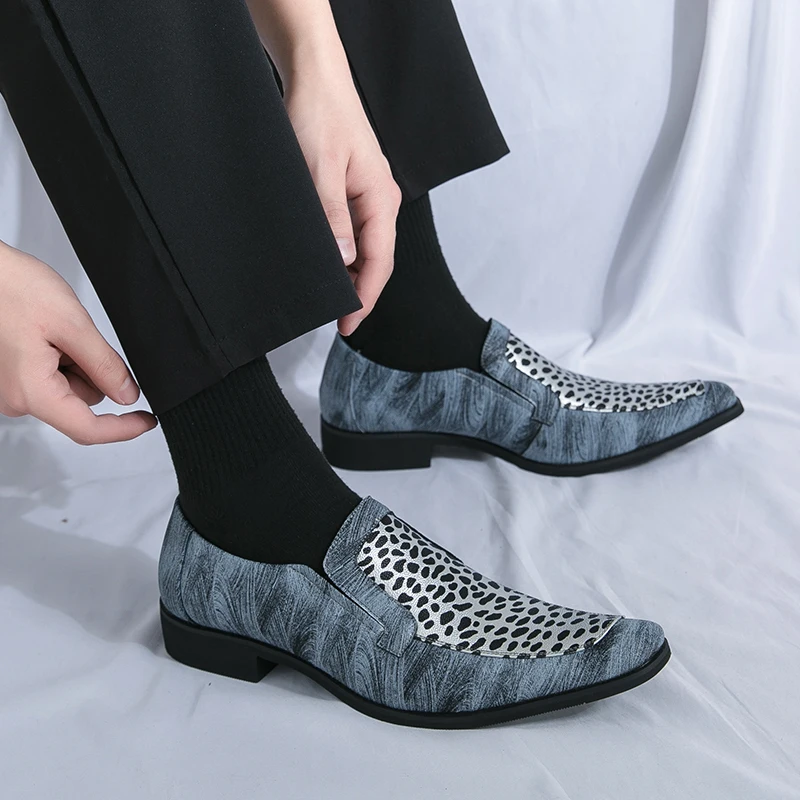 Лоферы мужские с заостренным носком искусственная кожа низкий каблук