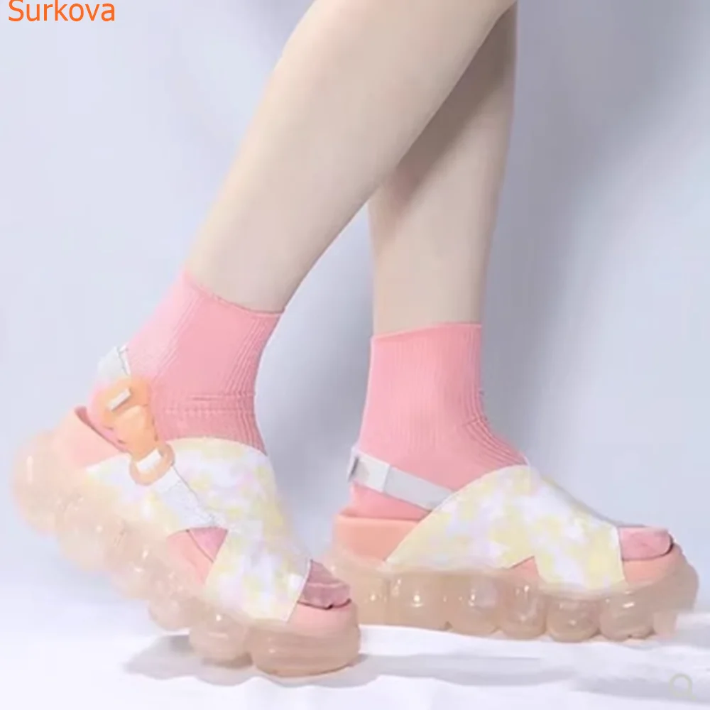 Soft-soled Back Strap Thick-soled Sports Sandals Summer All-match Casual Peep Toe Cross Tied Platform Slip On  2023 Women Shoes