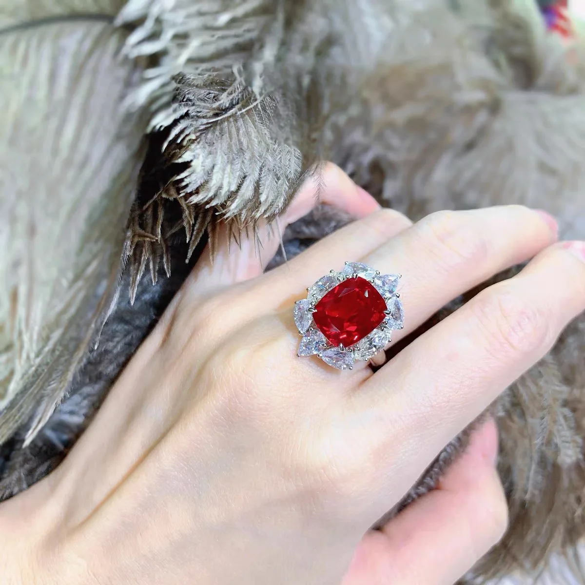 Женское Открытое кольцо с кристаллами серебро 925 пробы |