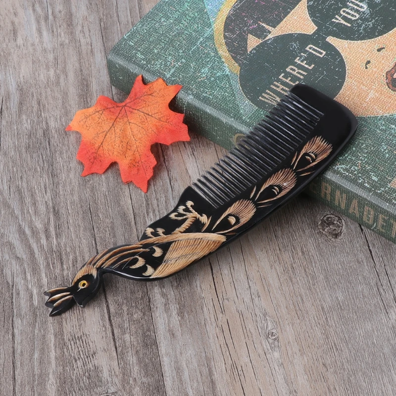 

Natural Ox Horn Comb Hand Carved Hair Loss Treatment Brush Massage Healthy Combs