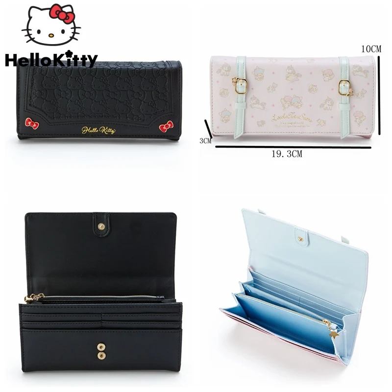 Sanrio Hello Kitty PU Leather Long Wallets For Women Y2k Fashion Zipper Luxury Money Clips Elegant Clutches New Cartoon Handbag