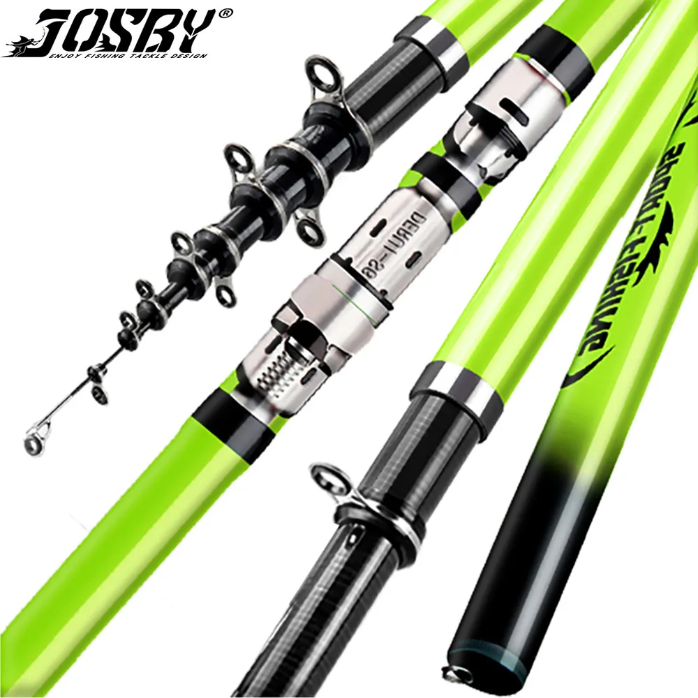 

JOSBY Telescopic Rock Fishing Rod 3.6/4.5/5.4/6.3m Carbon Travel UltraLight Spinning Float Outdoor Carp Sea Saltwater Pole